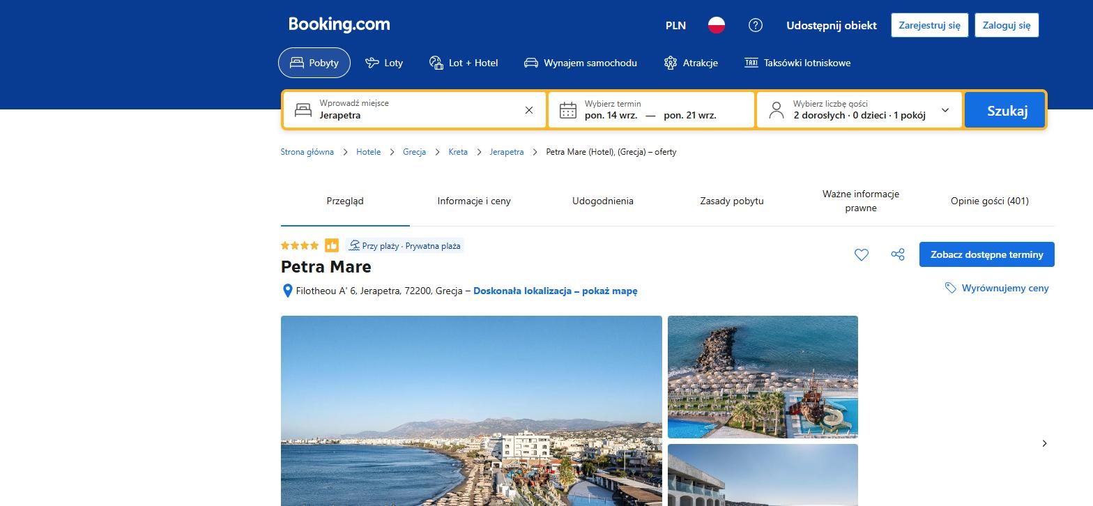 Przejdź do wyszukiwarki Booking.com